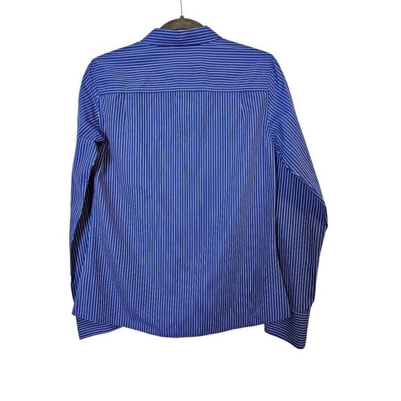 Cutter & Buck royal blue and white pinstriped button down blouse. Size M. - Picture 3 of 5